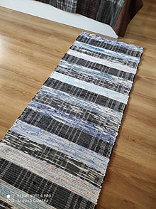Úžitkový textil - Ručne tkaný koberec, behúň 60x290 cm modrý mix - 14863257_