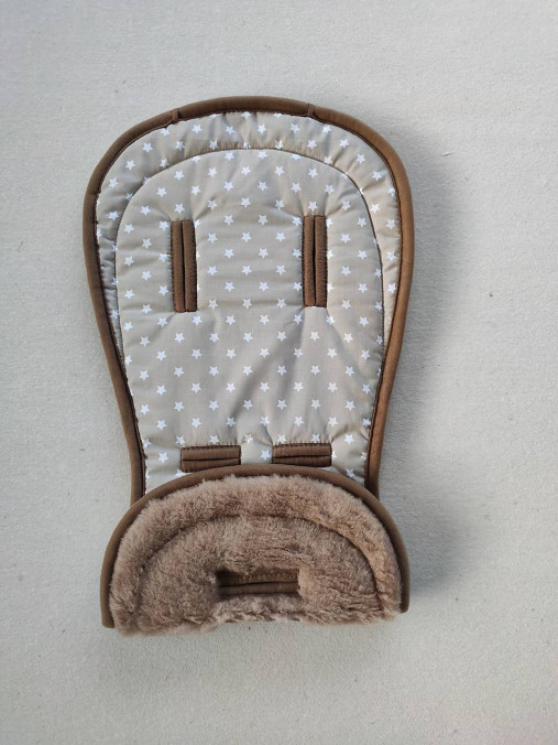 Detský textil - VLNIENKA podložka do kočíka Emmaljunga NXT90  100% merino top super wash Camel Hviezdička Beige - 14864697_