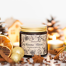 Svietidlá a sviečky - AKCIA - Sviečka zo sójového vosku v hnedom skle - Vianočná Nálada - 14864287_