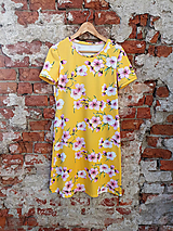 Šaty - Šaty - květy na žluté, velikost M - MAXI SLEVA:) - 14864681_