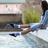 Ponožky, pančuchy, obuv - (F30) Ponožky modrý folk - 14865711_