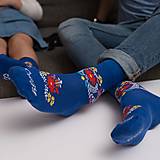Ponožky, pančuchy, obuv - (F04) Ponožky modré folk kvietky - 14865728_