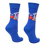 Ponožky, pančuchy, obuv - (F04) Ponožky modré folk kvietky - 14865732_