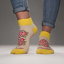 Ponožky, pančuchy, obuv - (F13) Ponožky Žltý kvietok krátke - 14863826_