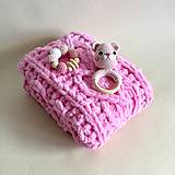 Set s ružovou srdiečkovou dekou (Set s mackom)