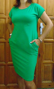Šaty - Šaty s kapsami - barva zelená nebo výběr barev S - XXXL - 14868378_