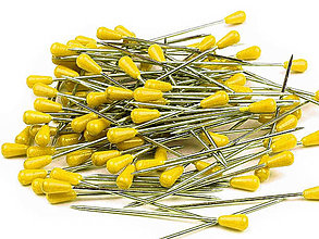 Galantéria - Čalúnnické špendlíky 60 mm 100 ks (Žltá) - 14866233_
