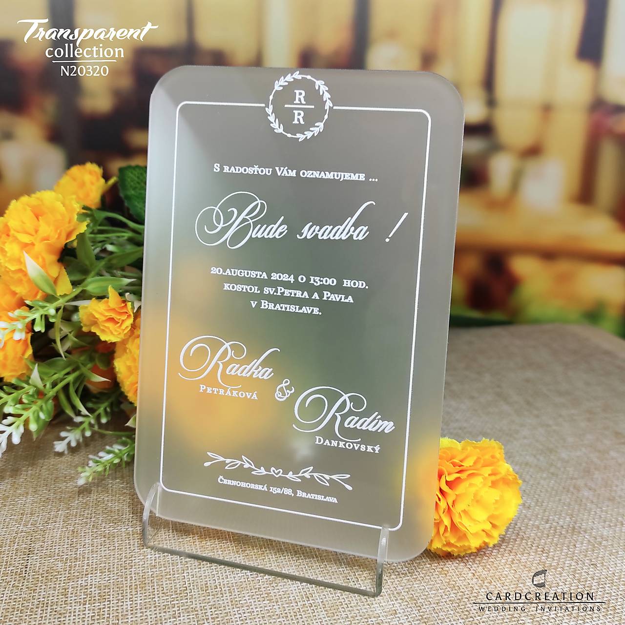 Transparentné svadobné oznámenie N20320 (101 a viac ks)