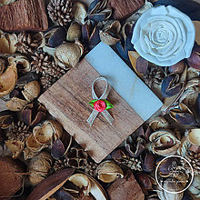 Svadobné pierka - Vintage pierko so svetločervenou ružou 500035 - 14866105_