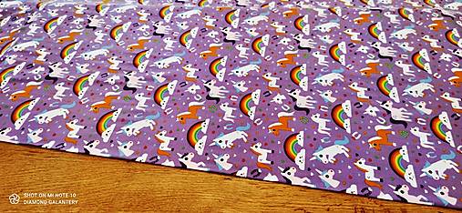 Textil - Úplet - Jednorožce - cena za 10 centimetrov (Fialová) - 14870071_
