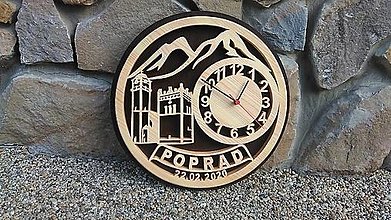 Hodiny - Drevené nástenné hodiny - mesto Poprad - 14872235_