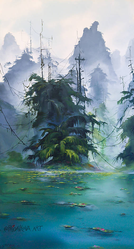 Obrazy - *PREDANÝ* "Lost world" MAĽBA 140cm x 70cm - 14871370_