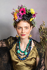 Čiapky, čelenky, klobúky - Frida obojstranná čelenka "rajská záhrada" - 14871569_