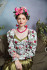 Čiapky, čelenky, klobúky - Frida obojstranná čelenka "čaj v ružovej záhrade" - 14872283_