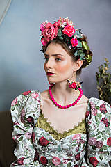 Čiapky, čelenky, klobúky - Frida obojstranná čelenka "čaj v ružovej záhrade" - 14872284_