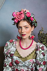 Čiapky, čelenky, klobúky - Frida obojstranná čelenka "čaj v ružovej záhrade" - 14872285_