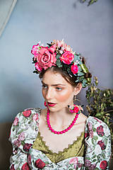 Čiapky, čelenky, klobúky - Frida obojstranná čelenka "čaj v ružovej záhrade" - 14872288_