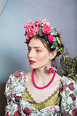 Čiapky, čelenky, klobúky - Frida obojstranná čelenka "čaj v ružovej záhrade" - 14872289_