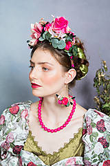 Čiapky, čelenky, klobúky - Frida obojstranná čelenka "čaj v ružovej záhrade" - 14872292_