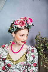 Čiapky, čelenky, klobúky - Frida obojstranná čelenka "čaj v ružovej záhrade" - 14872293_