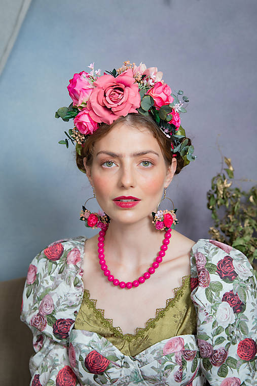Frida obojstranná čelenka "čaj v ružovej záhrade"