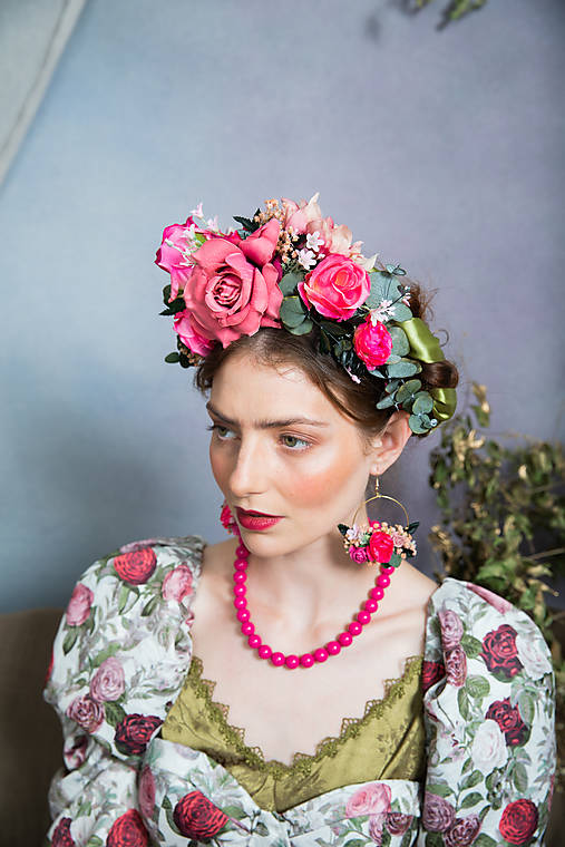 Frida obojstranná čelenka "čaj v ružovej záhrade"
