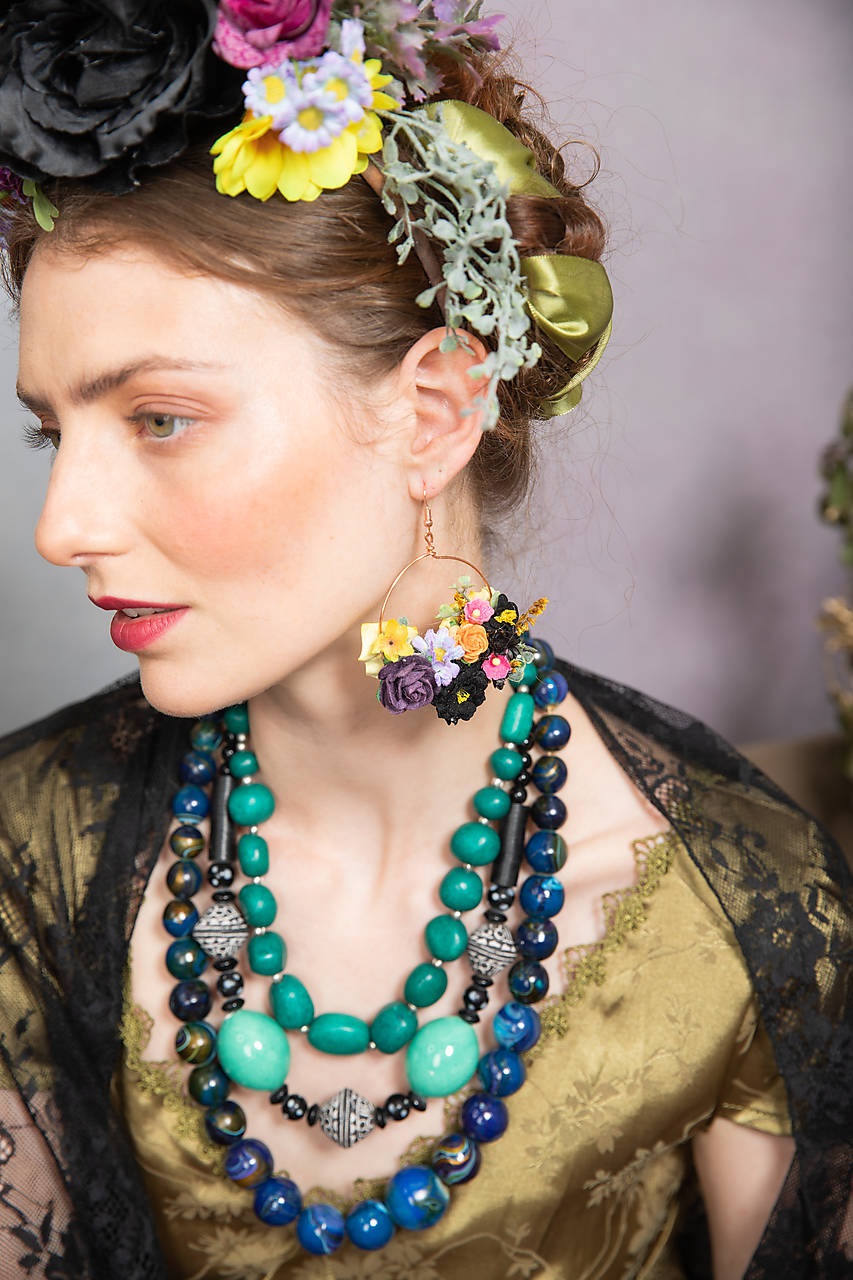 Kruhové Frida náušnice "rajská záhrada"