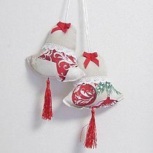 Úžitkový textil - HENRIETA - maľované gule a hviezdy - vianočný zvonček 13x13cm - 14870903_