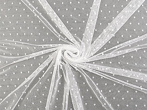 Textil - Elastický tyl s bodkami PAD (off white) - 14871070_