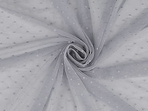Textil - Elastický tyl s bodkami PAD (šedá) - 14871336_