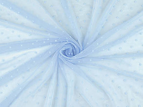 Textil - Elastický tyl s bodkami PAD (modrá svetlá) - 14871339_