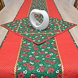 Úžitkový textil - OTO - Vianočné ruže červeno bielo zlaté na zelenej - vianočný obrus behúň 2 - 14873280_
