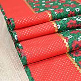 Úžitkový textil - OTO - Vianočné ruže červeno bielo zlaté na zelenej - vianočný obrus behúň 2 - 14873282_