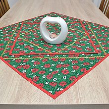 Úžitkový textil - OTO - Vianočné ruže červeno bielo zlaté na zelenej - vianočný obrus štvorec - 14872869_