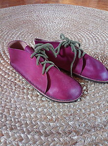 Ponožky, pančuchy, obuv - Zimná ZĽAVA na Kožené barefoot topánočky (Bordová) - 14873746_