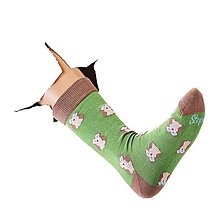 Ponožky, pančuchy, obuv - (Z14) Zelené ponožky so sovičkou - 14875532_