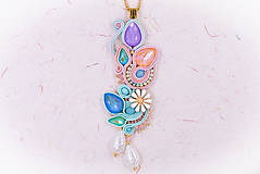 Náhrdelníky - Kvetinový soutache náhrdelník v pastelových farbách - 14876030_