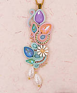 Náhrdelníky - Kvetinový soutache náhrdelník v pastelových farbách - 14876032_