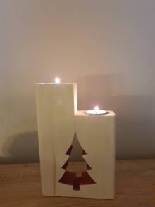 Dekorácie - Vianočný drevený svietnik - 14875848_