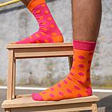 Ponožky, pančuchy, obuv - (C03) Ponožky Bodky ružovo-oranžové - 14877941_