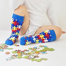 Ponožky, pančuchy, obuv - (D15) DETSKÉ ponožky puzzle - 14878120_