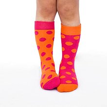Ponožky, pančuchy, obuv - (D05) DETSKÉ ponožky bodky ružovo-oranžové - 14878171_