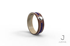 Prstene - Zásnubný drevený prsteň Orech & lapis lazuli & zirkón - 14876595_