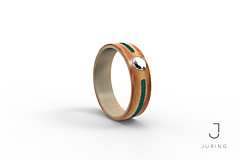 Prstene - Zásnubný drevený prsteň Oliva & malachit & zirkón - 14876651_