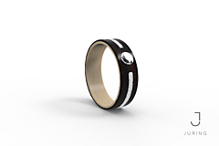 Prstene - Zásnubný drevený prsteň Eben & mramor & zirkón - 14876754_