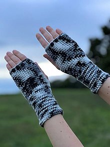 Rukavice - Šedé melírové rukavice bez prstov - 14880854_
