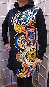 Šaty - Mikinové šaty s kapucí - velké mandaly S - XXXL - 14878747_