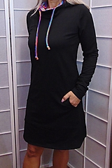 Šaty - Mikinové šaty s kapucí - barevná kapuce S - XXXL - 14878783_