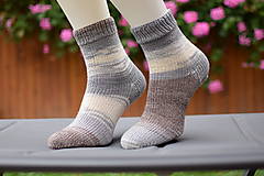 Ponožky, pančuchy, obuv - MERINO a BAVLNA ponožky - krémovo sivo hnedá ( v. 37-38) - 14879179_