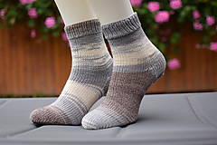 Ponožky, pančuchy, obuv - MERINO a BAVLNA ponožky - krémovo sivo hnedá ( v. 37-38) - 14879180_